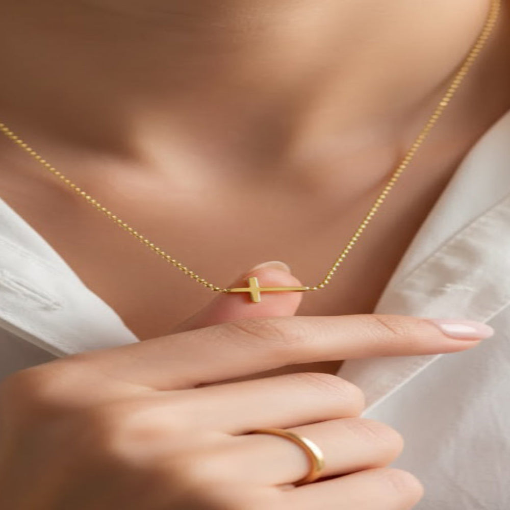 The "Faith" Sideways Cross Necklace